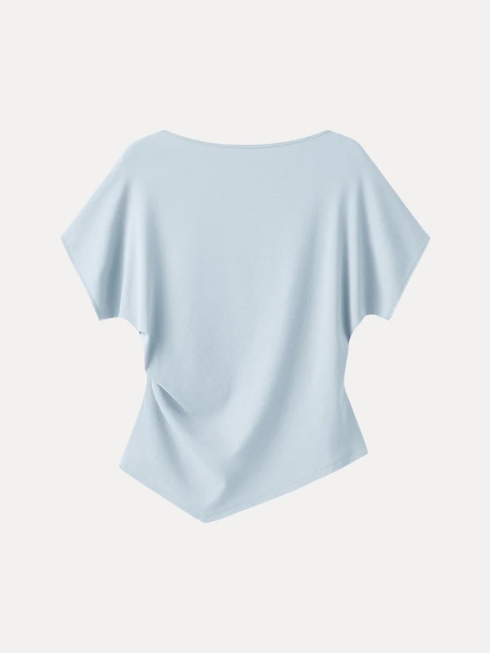 NWT OGL Cotton Lyocell Boatneck Angled Summer Tee in blue air aka light blue